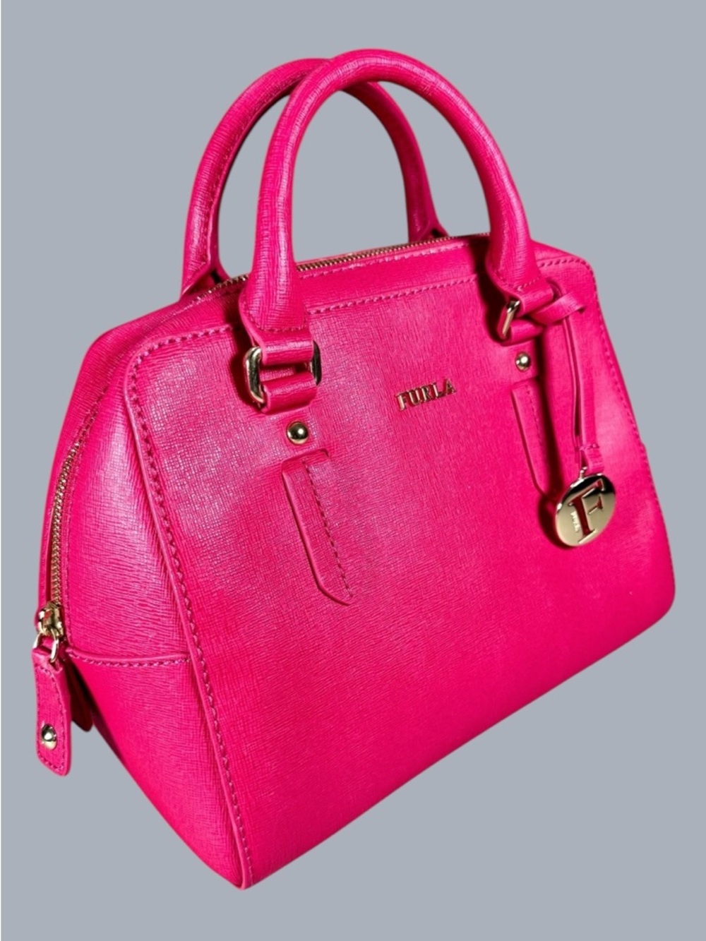 Furla Elena Saffiano Leather Satchel Bag in Fuschsia - Picture 4 of 14